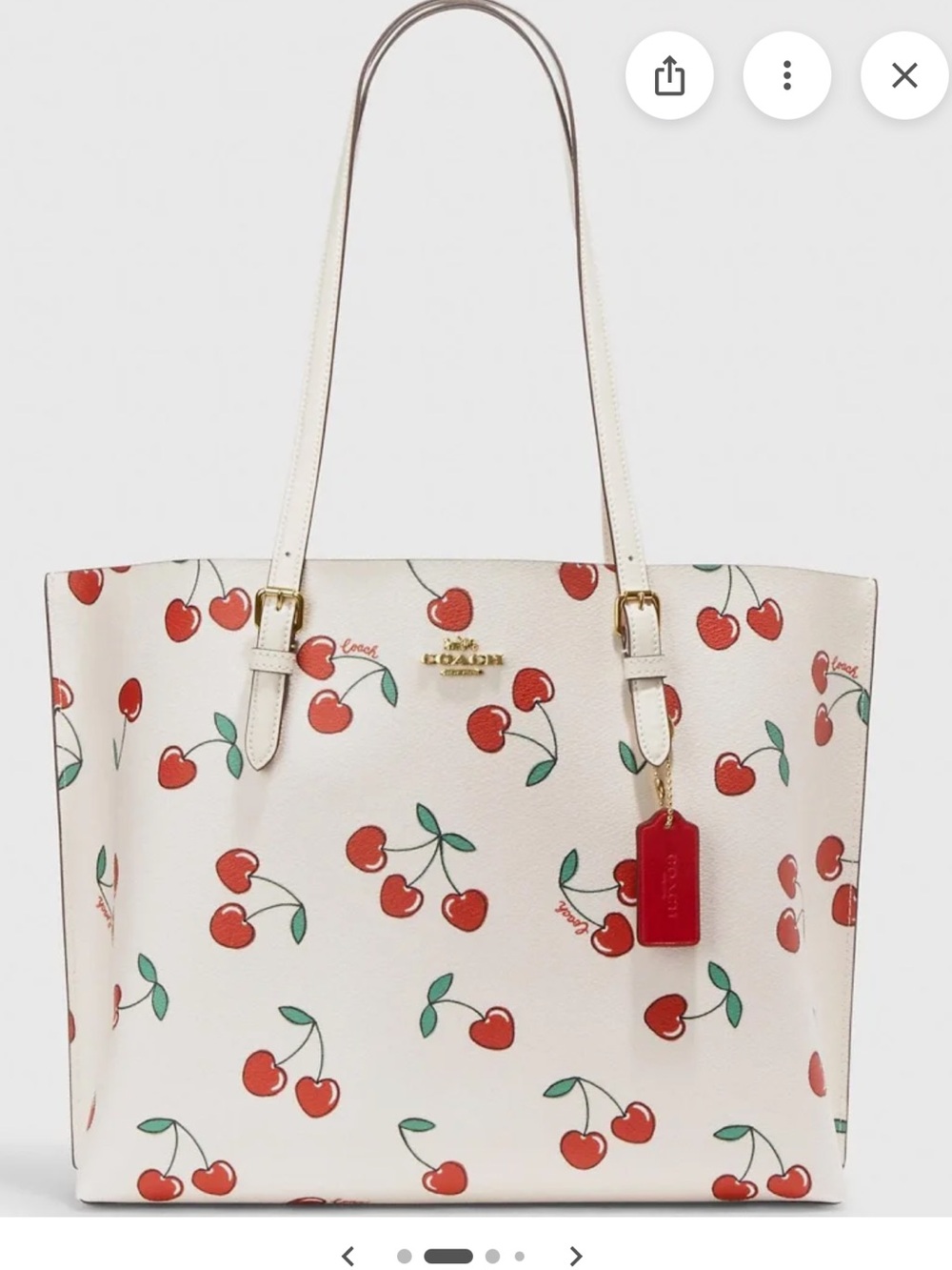 Coach Mollie Heart Cherry Print Canvas Tote Bag